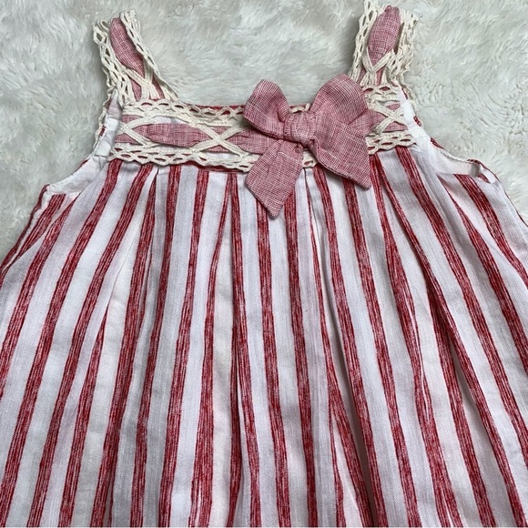 Pili Carrera Baby's Sleeveless Striped Pleated Red Dress & Brief Set Sz 12Months - Picture 2 of 14